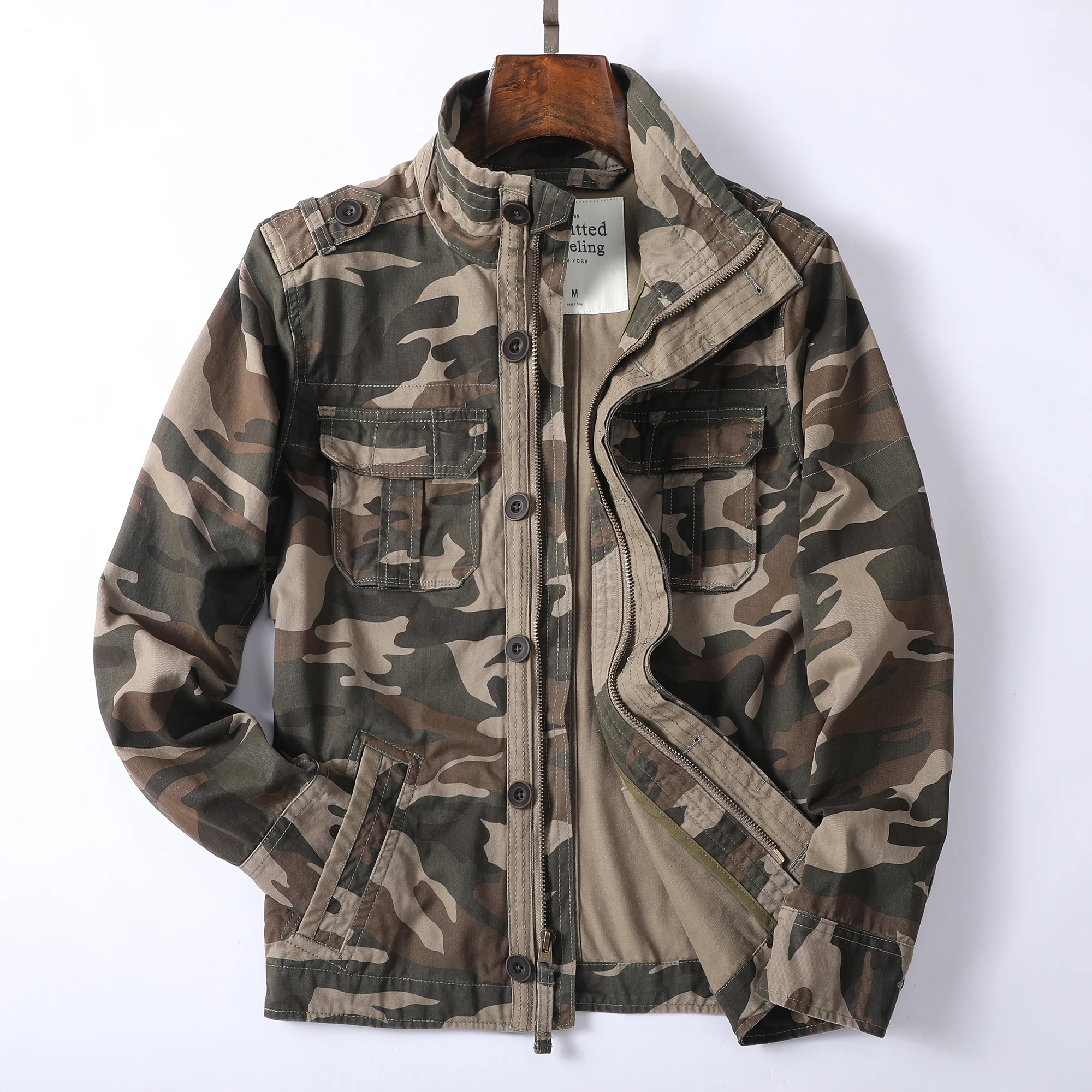 Top Trends: Retro Men's Autumn Jacket Tactical Camouflage Military Style Coat Stand Collar Casual Spring Jacket Shoppable Styles