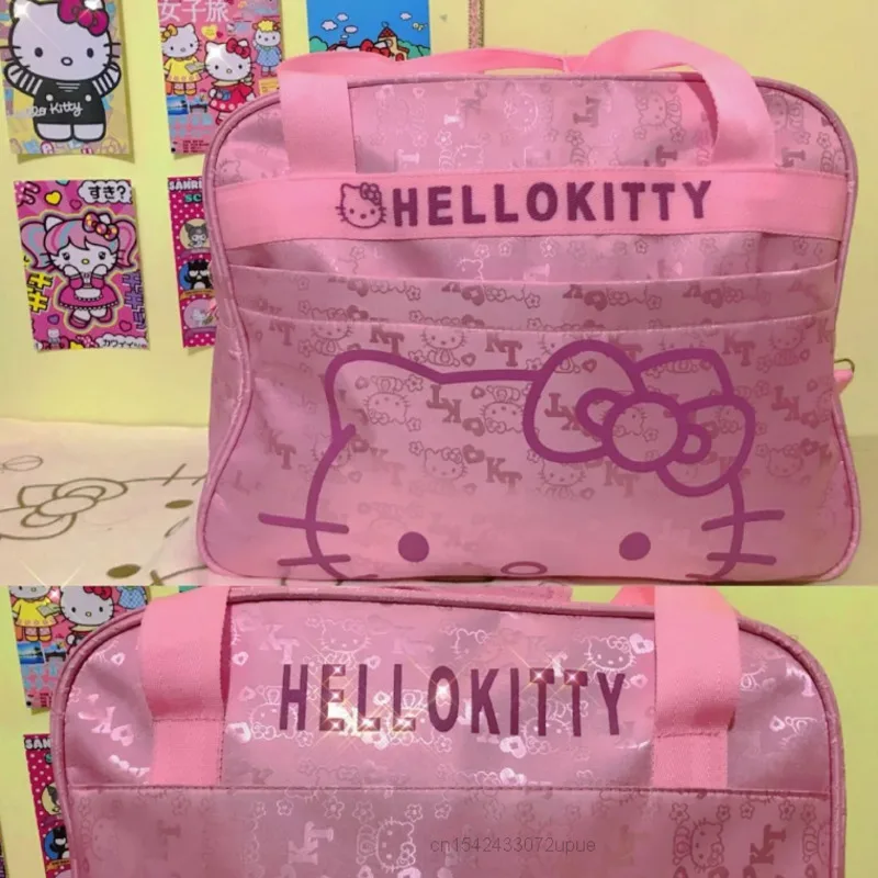 Top Trends: Hello-Kitty Travel Bag Pink Messenger Luggage Bag Cartoon Portable Shoulder Bag Large Capacity Canvas Bag Luxury Design Handbag Shoppable Styles