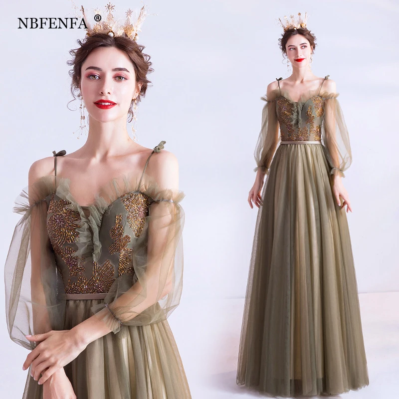 Top Trends: NBFENFA Elegant Long Evening Prom Dresses For Women 2023 Summer Chiffon Sling Strap Lace Mesh Ball Gown Formal Party Dress Shoppable Styles