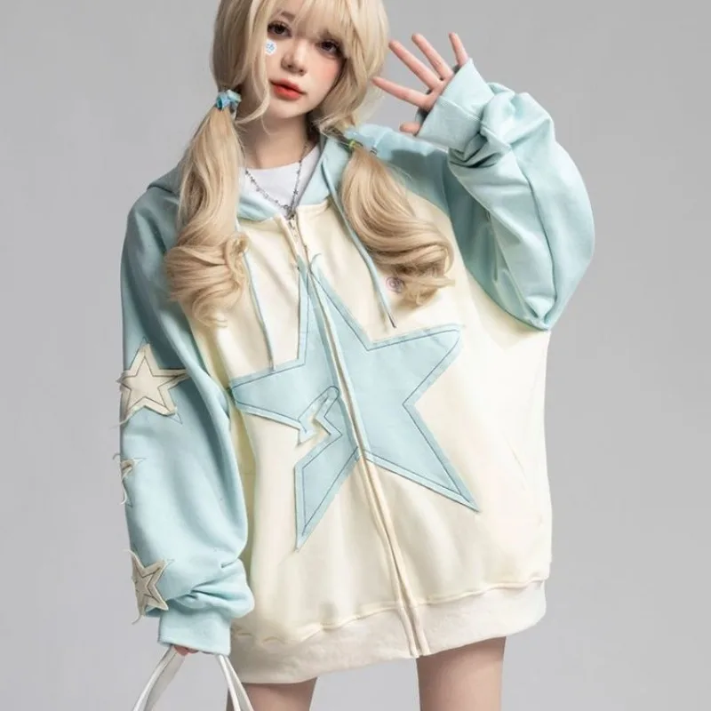 Top Trends: HOUZHOU Japanese Y2k Hoodie Women Preppy Style Kawaii Oversize Star Sweatshirts Korean Fashion Hoodies Cute Streetwear Vintage Shoppable Styles