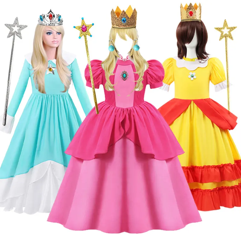 Top Trends: Peach Princess Dress Girl 2-10 Years Daisy Cosplay Costume Rosalina Clothes Children Birthday Theme Party Carnival Outfit Shoppable Styles