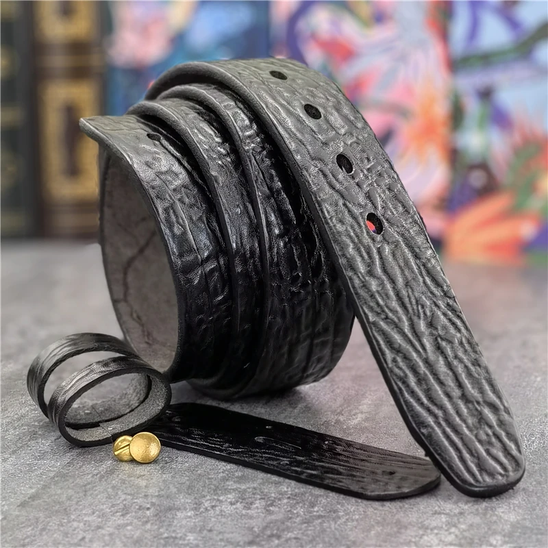 Top Trends: Top Thick Genuine Leather Men Belt Cinturon Mujer Belt Without Buckle Men Diy Wide Belt Mens Leather Belts Without Buckles SP22 Shoppable Styles