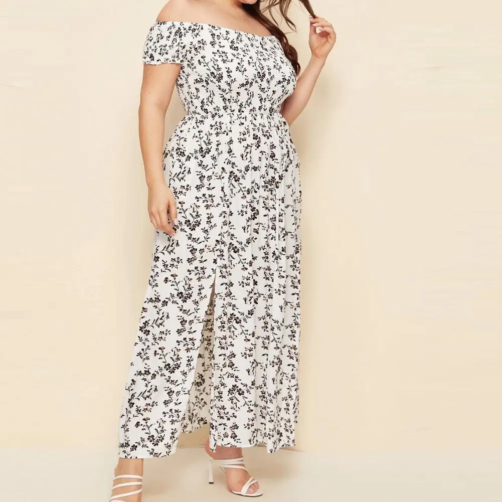 Top Trends: Plus Size Maxi Dress Elastic Chest Wrapped Fine Sewing Long Dress Bohemia Style Off Shoulder Long Dress Shoppable Styles - Image 5