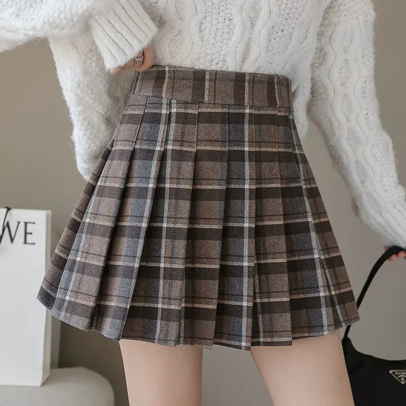 Top Trends: Y2k Korean Fashion Wool Plaid Skirt Harajuku All-match A-Line High Waist School Pleated Skirt Preppy Sweet Kawaii Mini Skirts Shoppable Styles