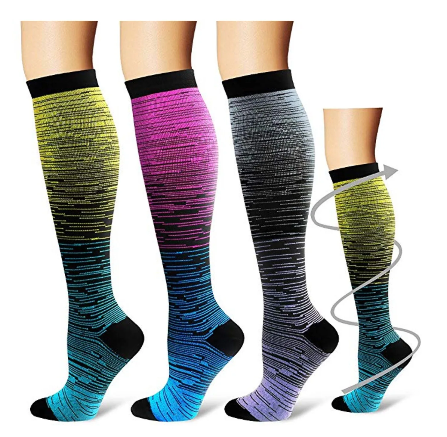 Top Trends: Stocking Gradient Compression Mixed Color New Pressure Men's Women's Socks Mid-tubeSports Nylon Socks Shoppable Styles