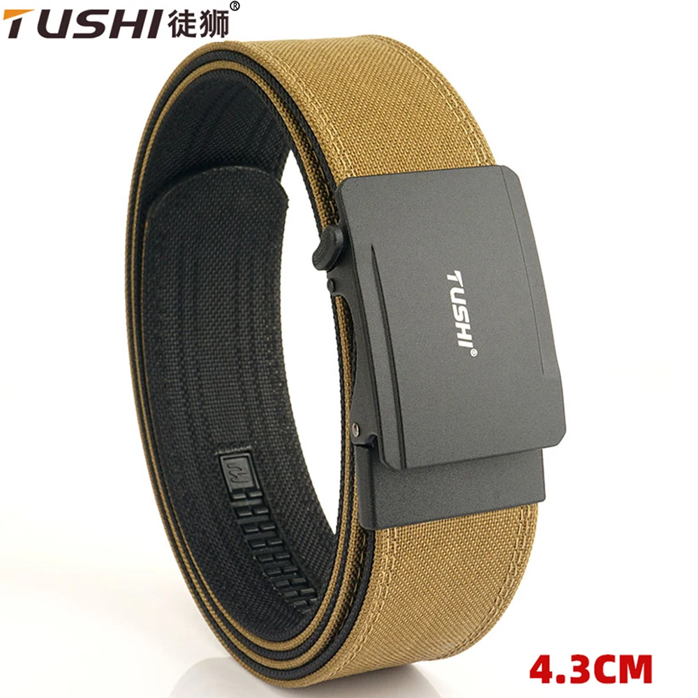 Top Trends: TUSHI 4.3cm Hard Tactical Belt For Men And Women Thick Nylon Cloth IPSC Gun Belt Metal Automatic Buckle Military Army Belt Male Shoppable Styles