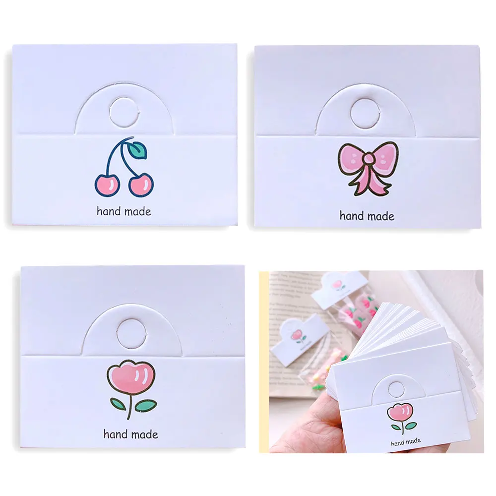 Top Trends: 50pcs Cherry / Bow Knot / Flower Pattern Hanging Card 6.4x4cm Foldable Tag For Hair Accessories Packaging Jewelry Retail Price Label Shoppable Styles