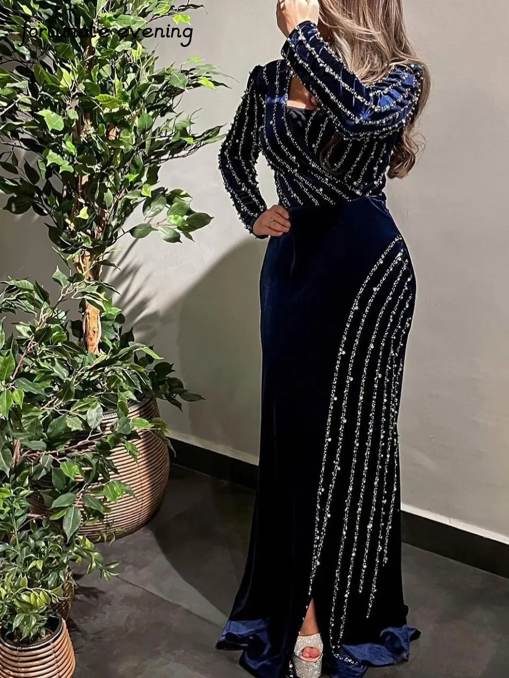 Top Trends: Fortunate Evening Elegant Vintage Beaded Velvet Asymmetrical Gorgeous Formal Occasion Prom Dresses Evening Party Gowns Shoppable Styles - Image 2