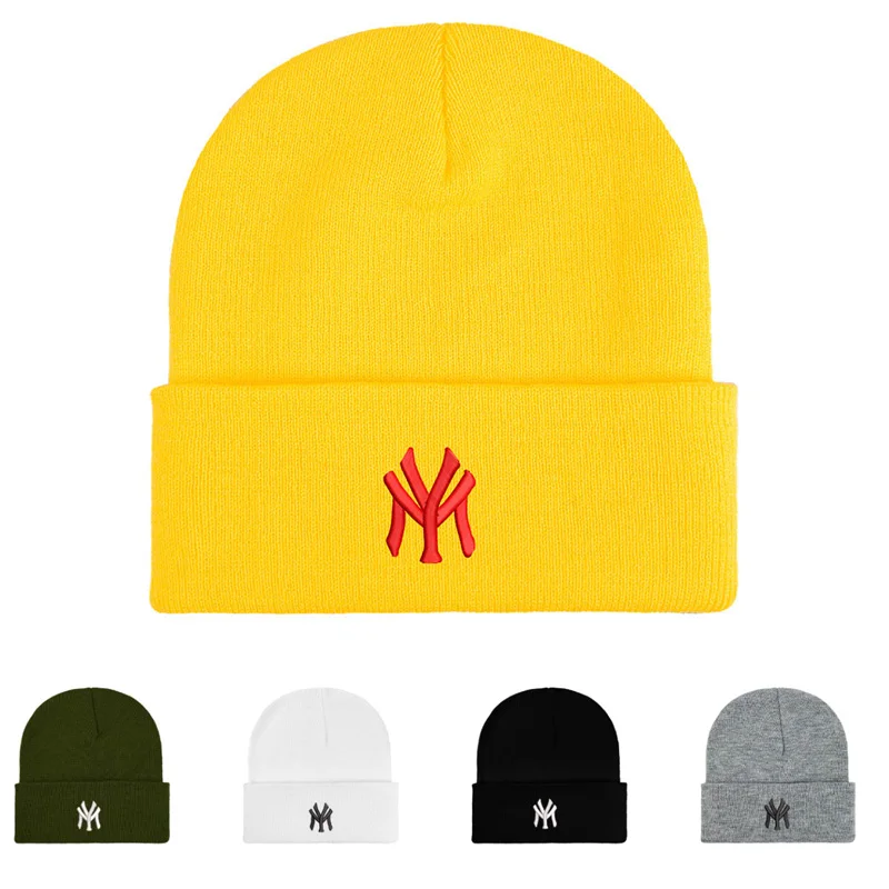 Top Trends: MEN Embroidery NEW YORK MY Knit Cap Beanies Knitted Hats Winter Thick Caps Women Unisex Female Caps Warmer Bonnet Hat Shoppable Styles