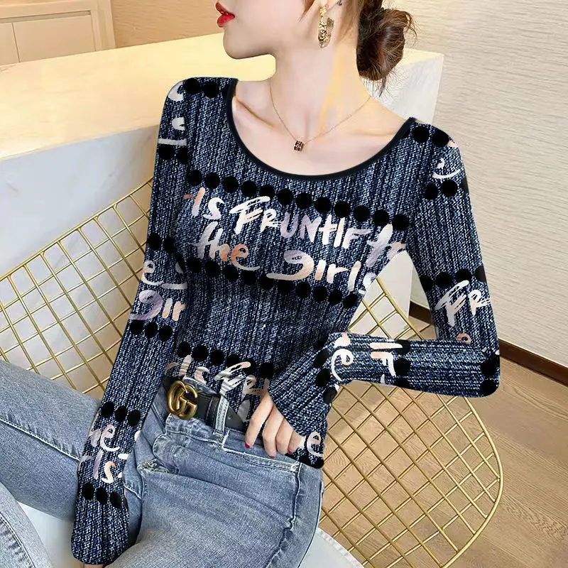 Top Trends: Women&#039;s Thick Warm Half High Neck Bottom Autumn And Winter New Fashion Slim Printed Long Sleeve All Match Pullover T-shirt Tops Shoppable Styles