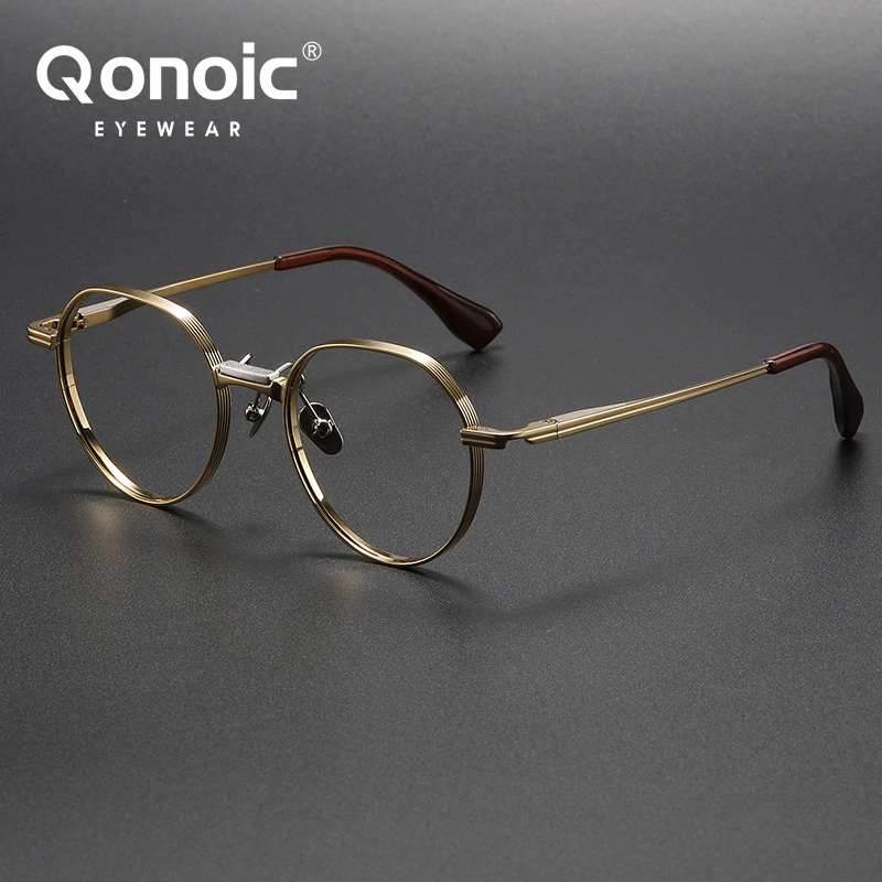 Top Trends: QONOIC Vintage Men's Glasses Frame Pure Titanium Acetate Anti Blue Light Luxury Eye Glasses Brand Designer Spectacles DTX150 Shoppable Styles