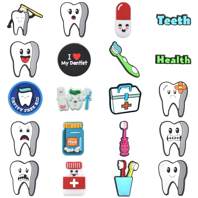 Top Trends: Hot Sale 1Pcs PVC Dentistry Tooth For Crocs Charms Women Clogs Buckle Kids Pins Decoration Jeans X-mas Gift Shoes Accessories Shoppable Styles