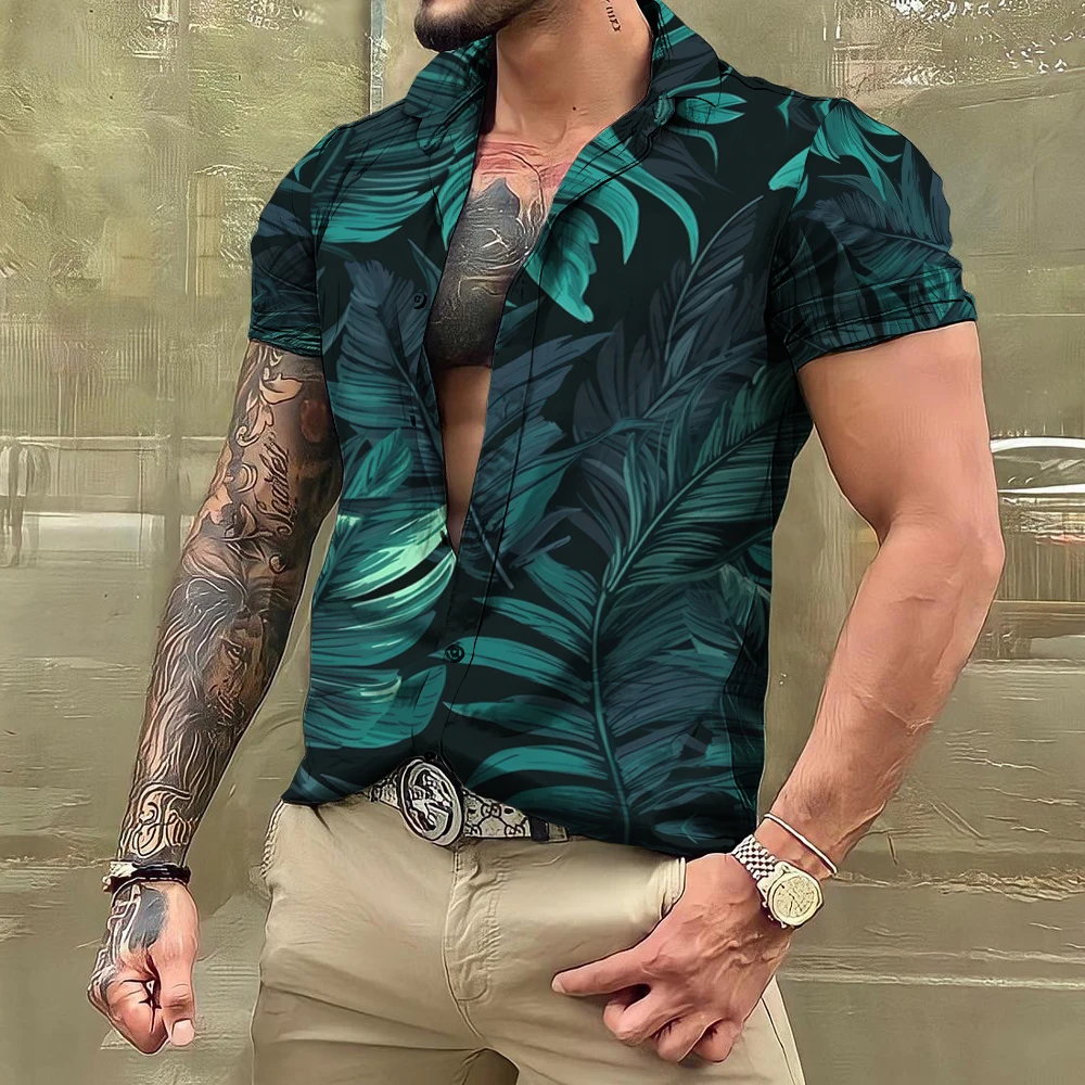 Top Trends: Hawaiian Shirts Men Short Sleeve Buttoned Floral Tops Oversized Casual Social Plant Clothing Streetwear Everyday 2023 Hot Shoppable Styles