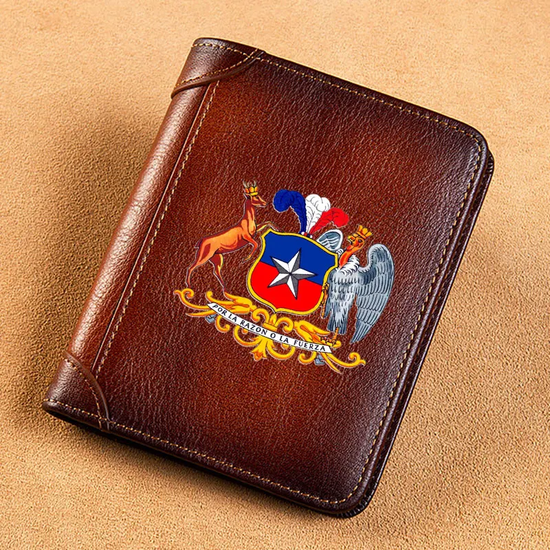 Top Trends: High Quality Genuine Leather Men Wallets National Emblem Of Chile Cover Short Card Holder Purse Trifold Men&#039;s Wallet Shoppable Styles