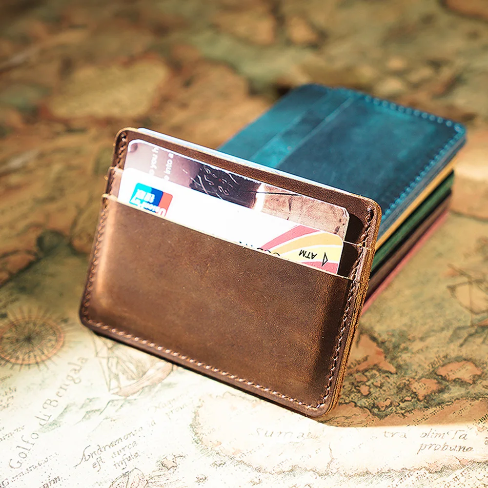 Top Trends: Genuine Leather Card Holder Retro Cowhide ID Holder Solid Minimalist Handmade Men's Gift Shoppable Styles