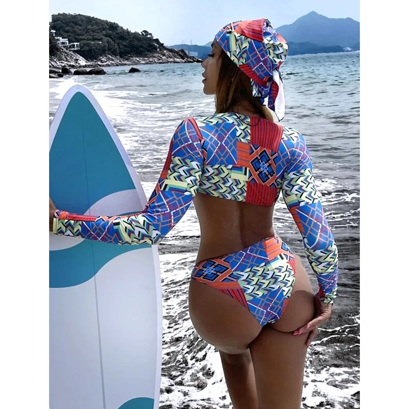 Top Trends: New Sexy Two Piece Swimsuit Swimwear Women Push Up Long Sleeve Print Bathing Suit Beachwear Female Banadores Bikinis 2023 Mujer Shoppable Styles - Image 2