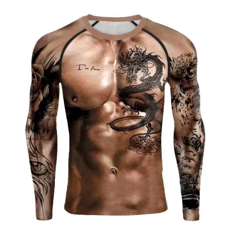 Top Trends: Bodybuilder Muscle Simulation 3D Printed Men's Sports Tough Guy Strong Fashion Round Neck Hip Hop Casual Long Sleeve T-shirt Top Shoppable Styles