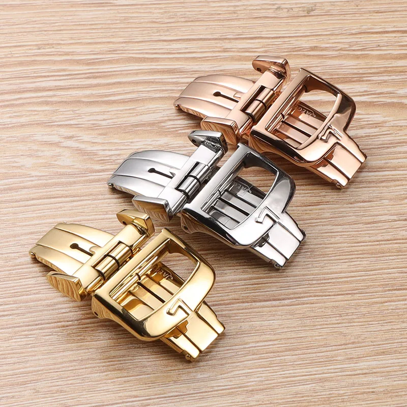 Top Trends: Stianless Steel Buckle 12 14 16 18mm Silver Gold For JAEGER LeCOULTRE Watch Deployment Butterfly Clasp Buckle Leather Strap Band Shoppable Styles