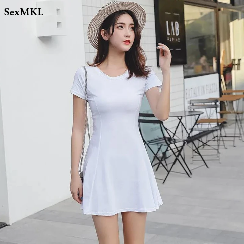 Top Trends: A Line Mini Summer Dresses Women 2023 Fashion Casual Short White Beach Vestidos Korean Style Sweet Girls Slim Sexy Black Dress Shoppable Styles