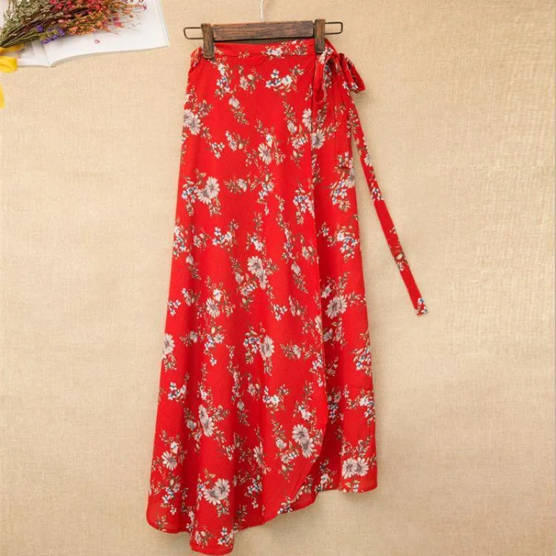 Top Trends: Boho Wrap Waist Tie Long Skirt Summer 2023 New High Waist Irregular Print Beach Dress Vintage Women's Long Skirt Shoppable Styles - Image 5