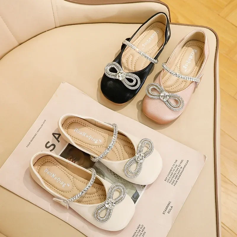 Top Trends: New Girls Princess Shoes Spring Fashion Mary Jane Dress Rowtie Shoes Baby Kids Flats Patent Brand Rhinestone Glitter Soft Sole Shoppable Styles