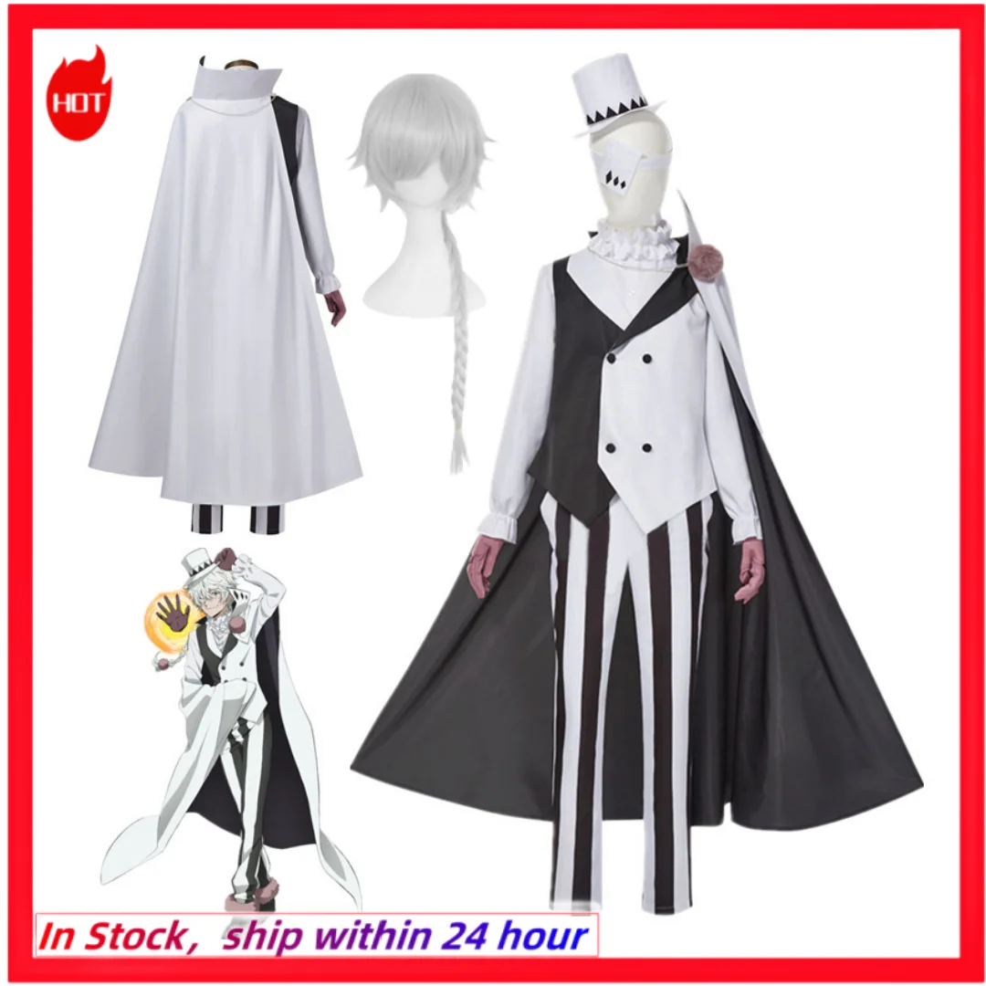 Top Trends: Anime Bungou Stray Dogs Nikolai Gogol Cosplay Costume Suit Cloak White Black Uniform Halloween Christmas Clothes Season 4 Shoppable Styles