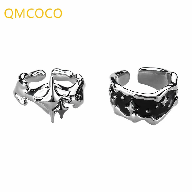 Top Trends: QMCOCO Silver Color Stars Irregular Women Punk Ring New Fashion Creative Geometric Hip Hop Jewelry Party Gift Shoppable Styles