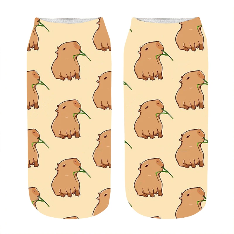 Top Trends: Women&#039;s Socks Kawaii Funny Capybara With A Leaf Printed Socks Woman Harajuku Happy Novelty Casual Cute Girl Gift Socks For Women Shoppable Styles