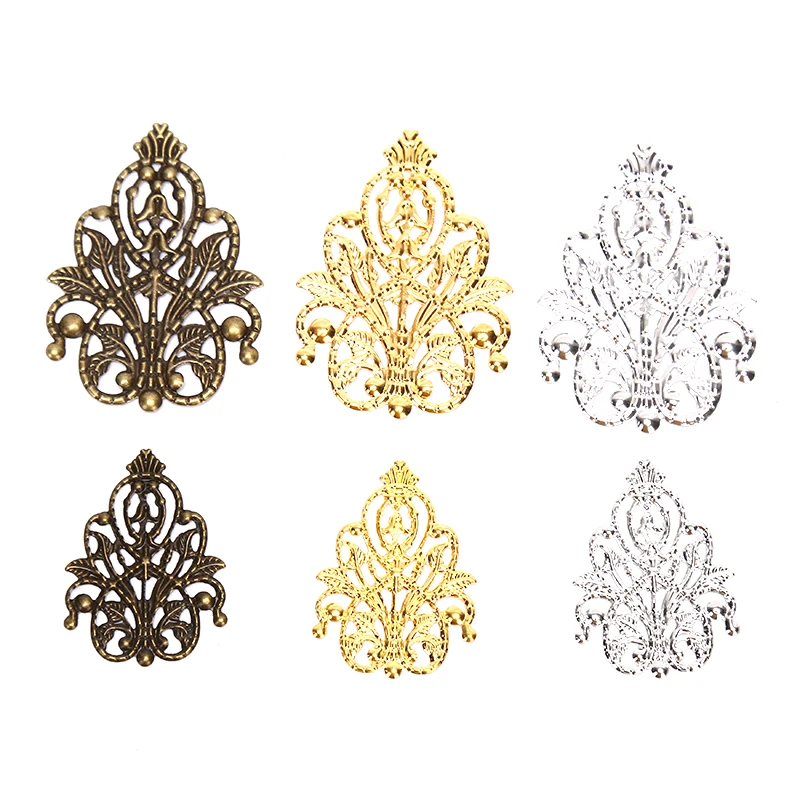 Top Trends: 20Pcs Filigree Crafts Hollow Decorative Jewelry Bronze Tone Decorations Headwear Clothing Hairpins Flower Accessories Shoppable Styles