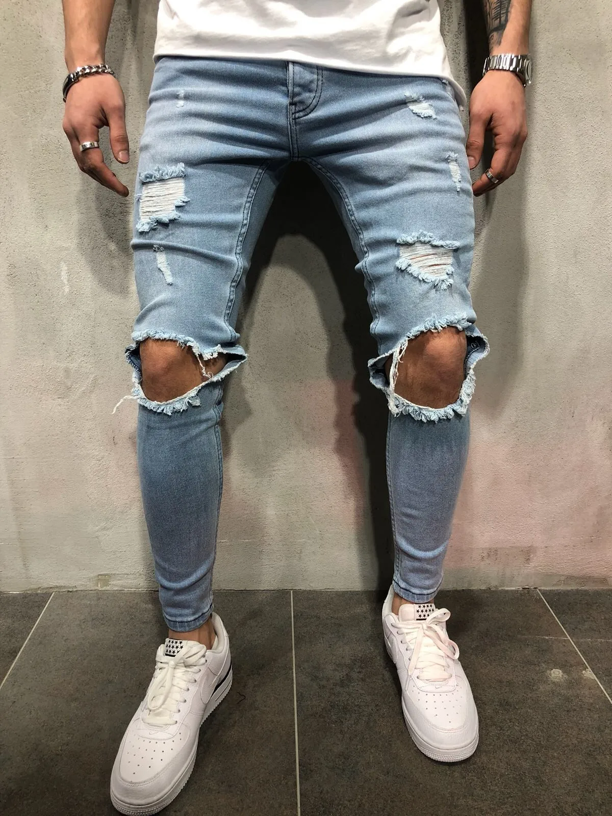 Top Trends: Jeans For Men Fashion Skinny Ripped Denim Trousers Biker High Quality Male Slim Casual Men&#039;s Pants Hip Hop Jogging Jean Homme Shoppable Styles