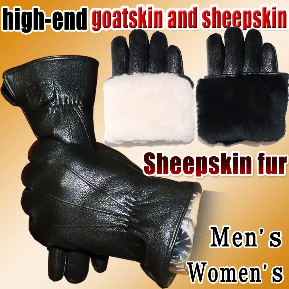 Top Trends: Men&#039;s Women&#039;s Leather Sheepskin Wool Gloves Goatskin Winter Warm And Thickened Cold-proof Fur Integrated Touch Screen Gloves Shoppable Styles