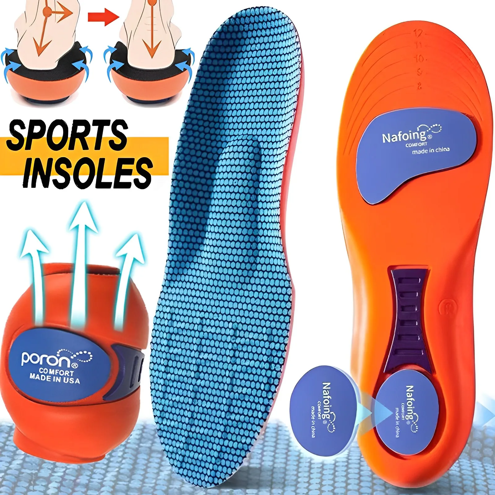 Top Trends: Elastic Sports Insoles Soft Men's Deodorant Insole Flat Arch Support Full Pad Massage Insole For Running Soles Hightechnology Shoppable Styles