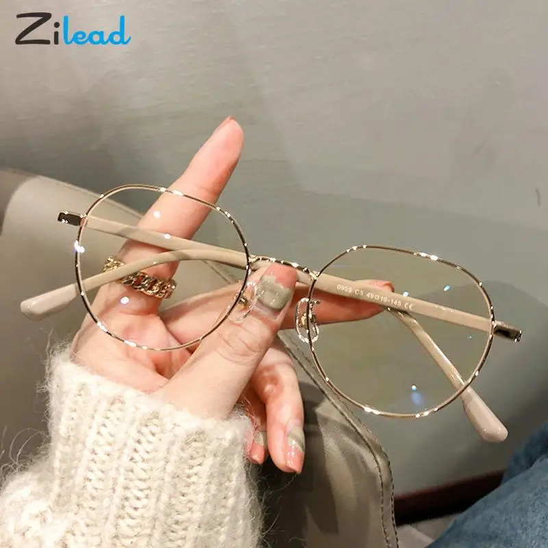 Top Trends: Zilead Anti Blue Light Metal Polygons Myopia Glasses Women Men Computer Myopic Optical Eyeglasses Unisex Goggle 0-0.5-1-1.5...-6 Shoppable Styles