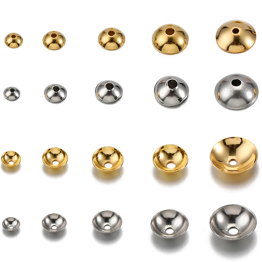 Top Trends: 50pcs 304 Stainless Steel Bead Caps Fitting 3 / 4 / 5 / 6 / 8mm Beads Ball Tip Cover Spacer For Jewelry Making DIY Accessories Supplies Shoppable Styles