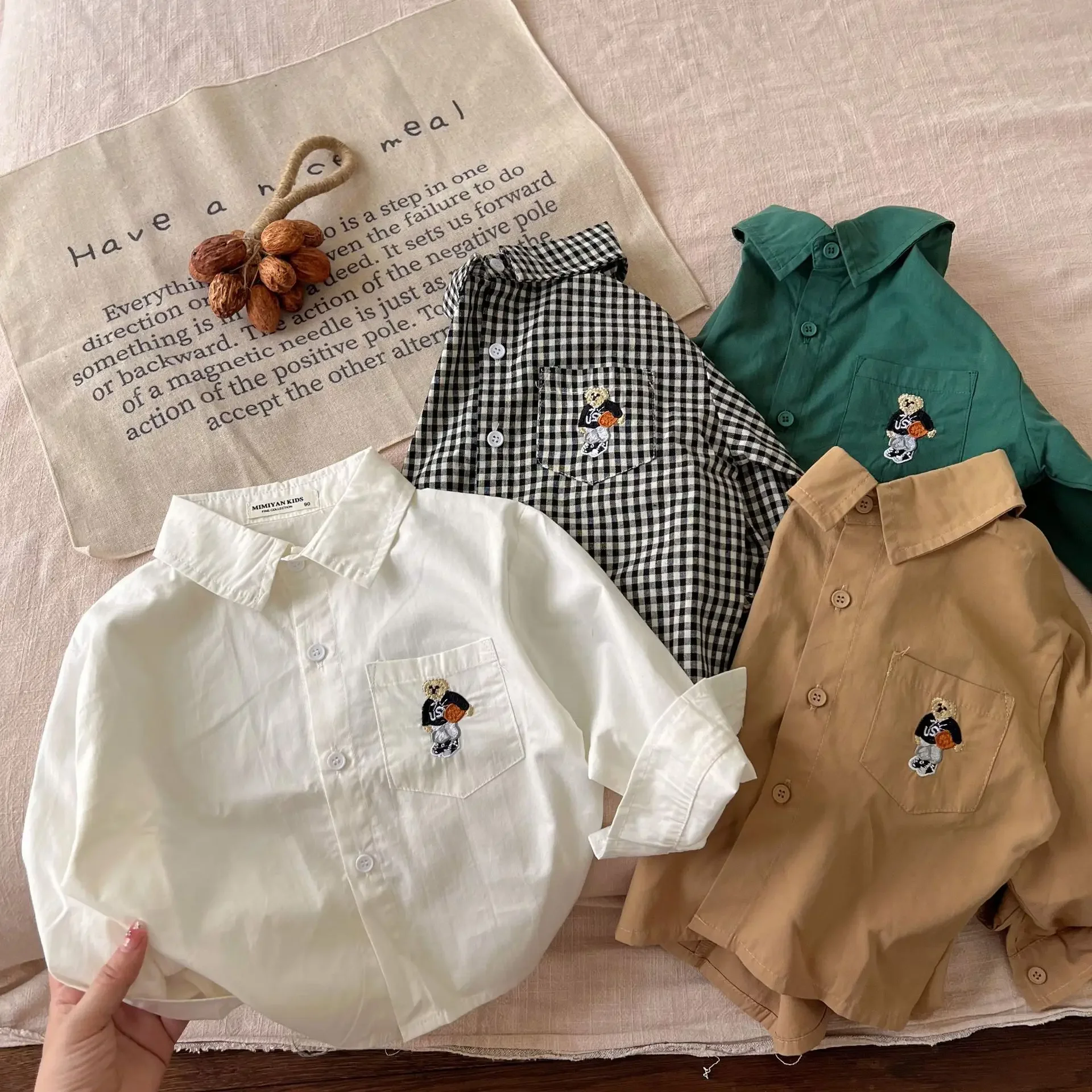 Top Trends: Children's Clothes 2023 Autumn New Boys Girls Korean Bear Shirt Baby Embroidery Top Boys Shirts High Quality New Shoppable Styles