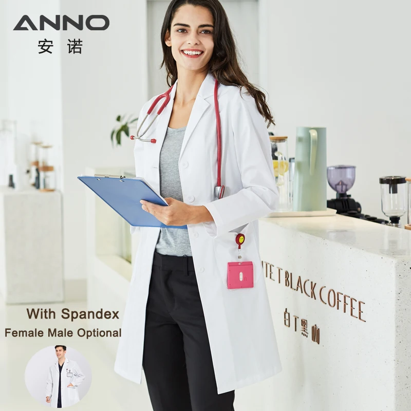 Top Trends: ANNO Long Sleeve Lab Uniforms With Spandex Elastic Work Out Wear Pharmacy Coat Chemistry Male Female White Doctor Gown Shoppable Styles