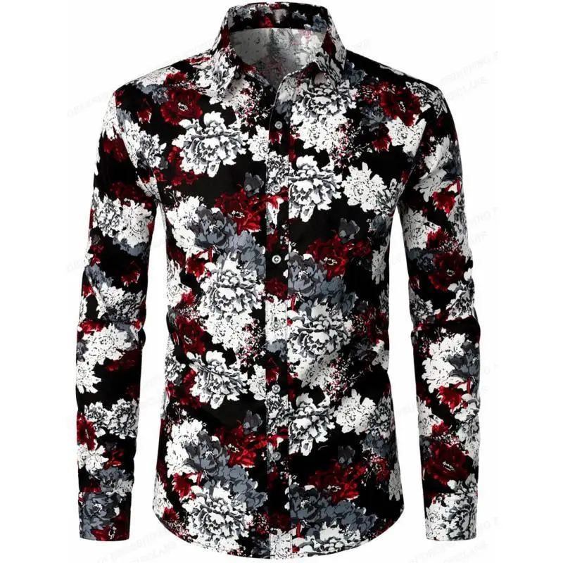 Top Trends: Casual Men's Plus Size Y2k Vintage Fashion Floral Pattern Long Sleeve Shirt Plaid Harajuku Vacation Social Clothing Custom New Shoppable Styles