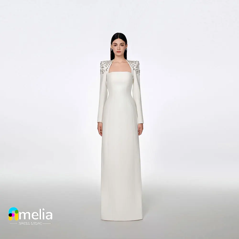 Top Trends: Amelia Square-Neck Prom Dress Long Sleeves With Floor Length Evening Dress Women Wedding Party Formal Gowns Arabia2023 Shoppable Styles - Image 2