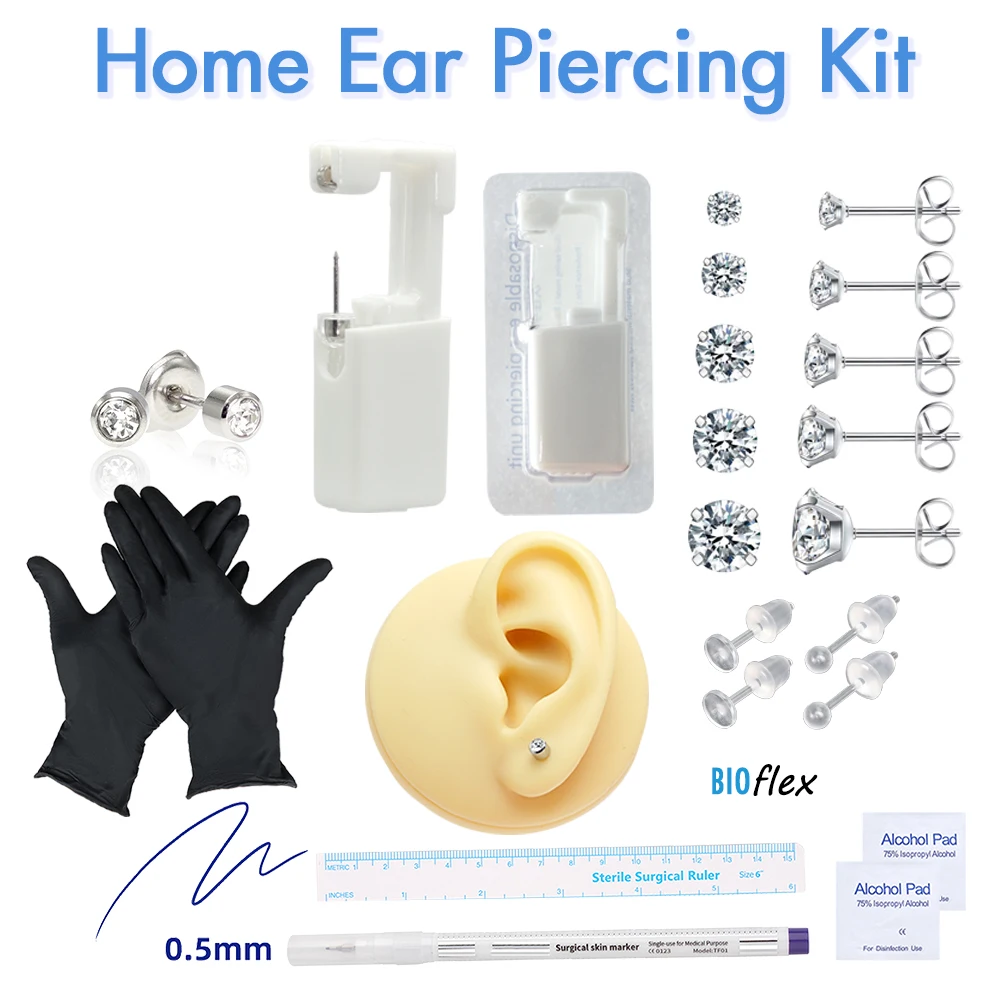 Top Trends: Disposable Home Ear Piercing Gun Kit With Earring Set Sterile Self Piercing Tool Machine For Men Girl Allergy Free Painless Safe Shoppable Styles