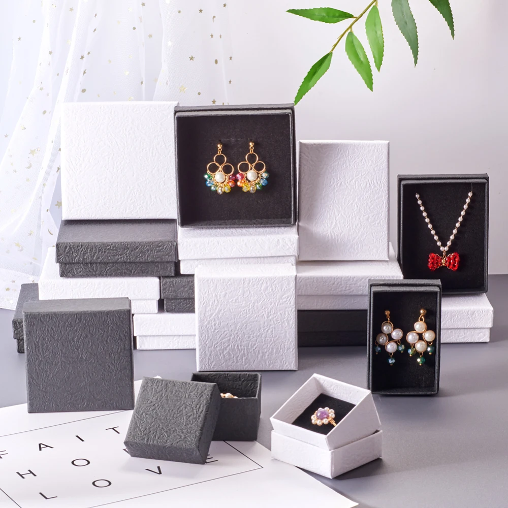 Top Trends: Black White Cardboard Gift Boxes Pendant Bracelet Necklace Box Rings Earrings Jewelry Packing Box For Valentine&#039;s Day Christmas Shoppable Styles