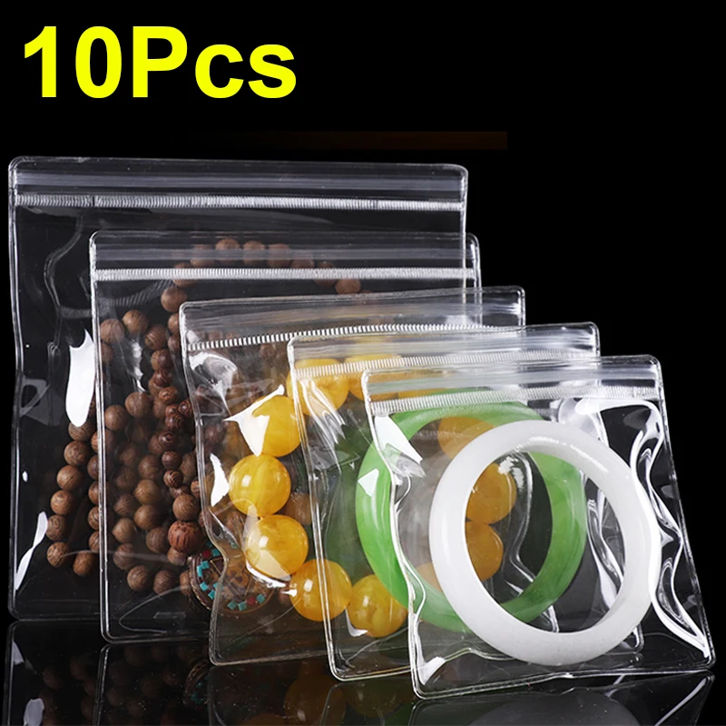 Top Trends: 10Pcs Thicken PVC Jewelry Package Bags Transparent Anti-Oxidation Organizer Bag Display Packaging Storage Self Sealing Pouches Shoppable Styles