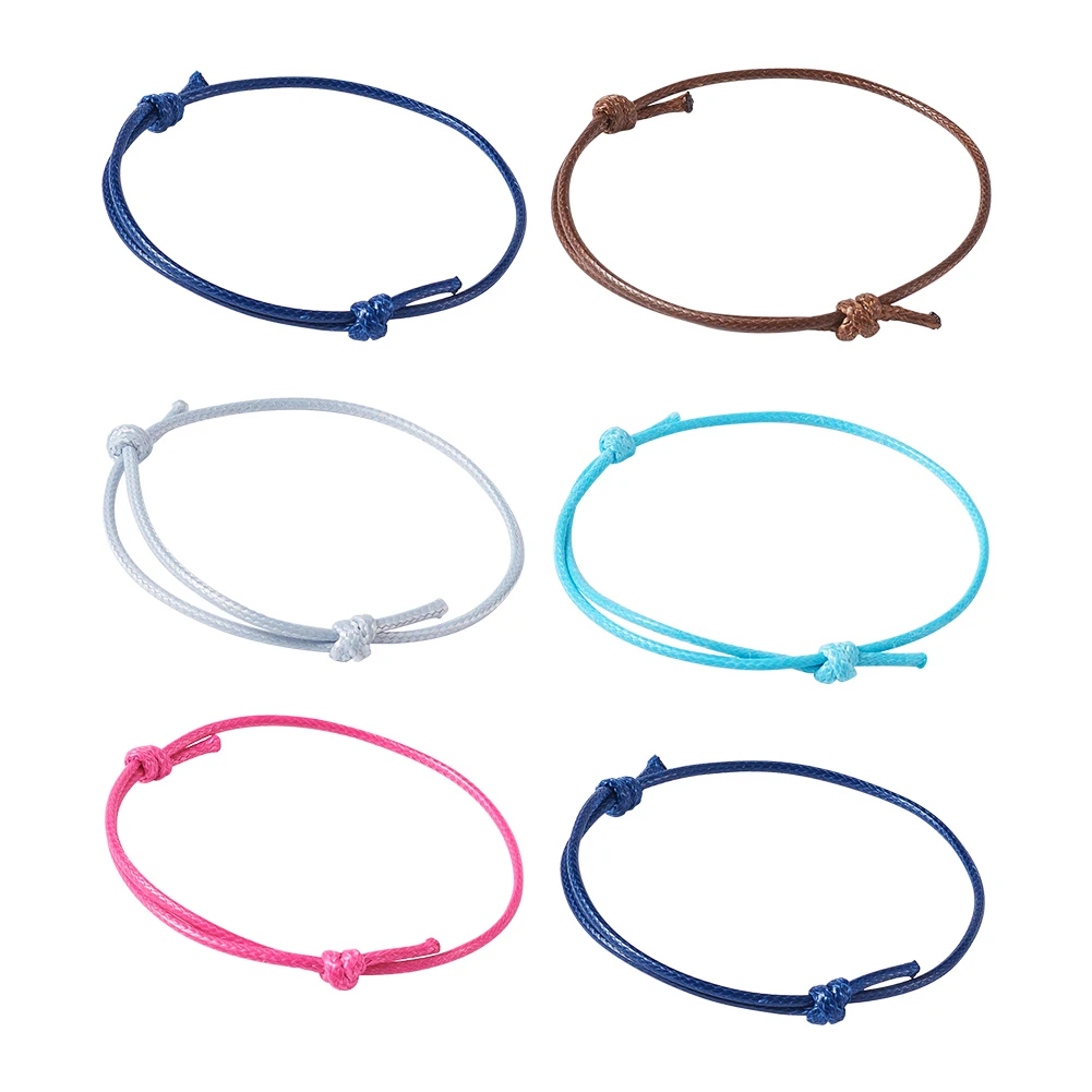 Top Trends: 50pcs Adjustable Korean Waxed Polyester Cord Bracelet Random Mix Color Wristband Jewelry DIY Making 40~70mm Inner Diameter Shoppable Styles