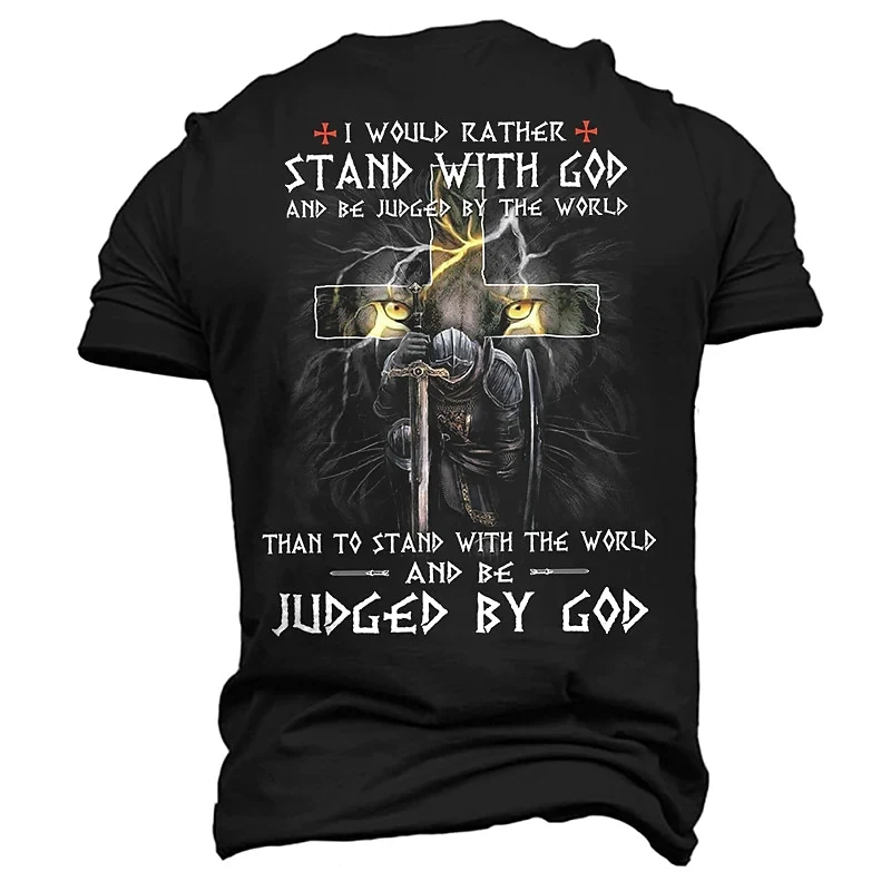 Top Trends: 2022 Summer Men&#039;s Crucifix T Shirt 3d Printed Letter Short Sleeve Cross Oversized Tops Tee Shirt Man Clothing Jesus Christ Tops Shoppable Styles