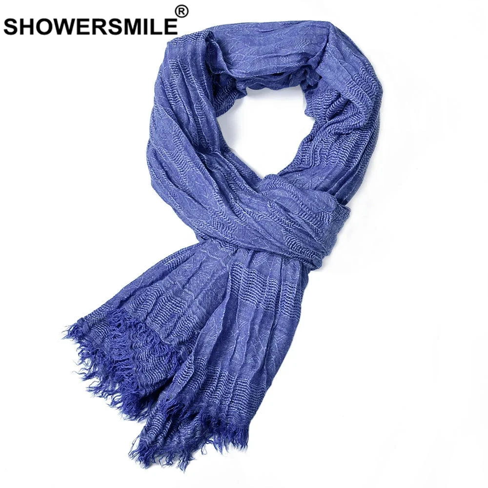 Top Trends: SHOWERSMILE Blue Solid Men Scarves Autumn Winter Winter Accessories For Men Warm Long Casual Brand 2024 New Men Scarf Bufanda Shoppable Styles