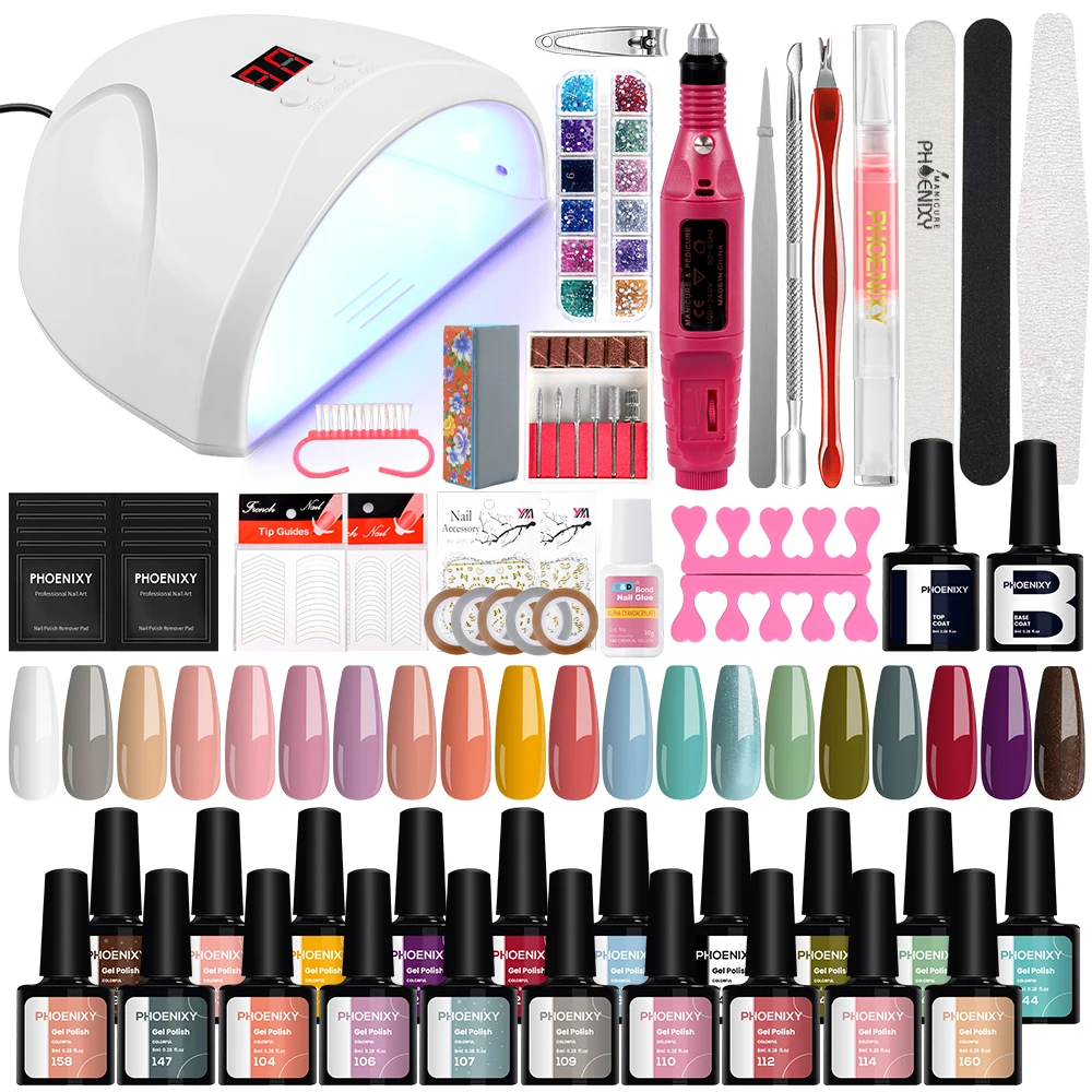 Top Trends: Nail Set Gel Nail Polish Set With UV LED Lamp Dryer Semi Permanent Gel Varnish Set Professional Nail Art Tools Kit Manicure Set Shoppable Styles