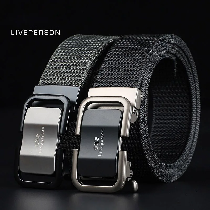 Top Trends: Fashion Canvas Belt Men'S Tactical Automatic Buckle Belt Outdoor Youth Leisure Business Simple Versatile Jeans Waistband A3458 Shoppable Styles - Image 4