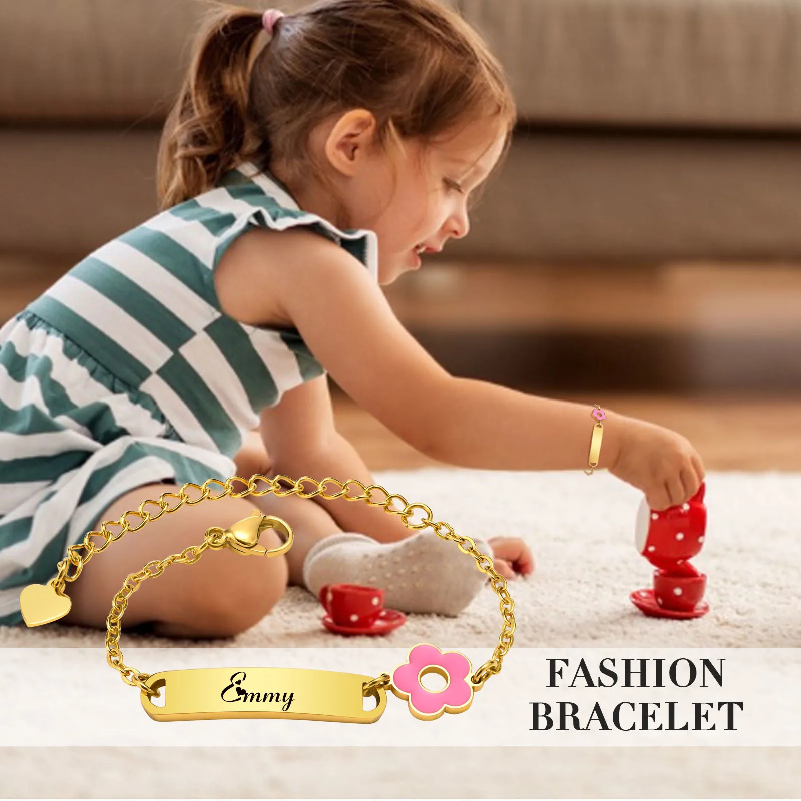 Top Trends: Personalized Kids Any Name Bracelet For Girls Baby Children, Flower Chain Customized Date Message Birthday Gift Shoppable Styles - Image 2