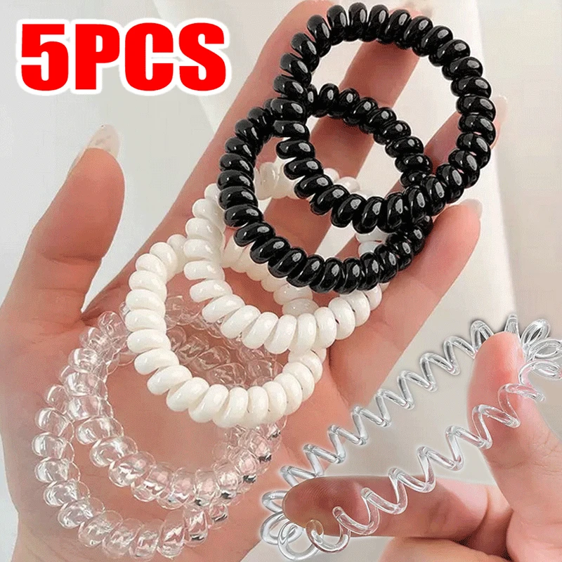 Top Trends: Transparent TPU Hair Bands For Women Hair Accessories Girl Phone Cord Spiral Hair Ties Gum Cute Elastic Hair Rings Band Shoppable Styles