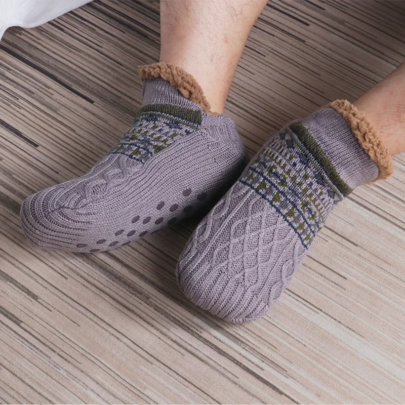 Top Trends: Winter Knitted Socks Men Thicken Warm Home Bedroom Socks Slippers Man Non-Slip Foot Warmer Carpet Snow Socks Calcetines Hombre Shoppable Styles