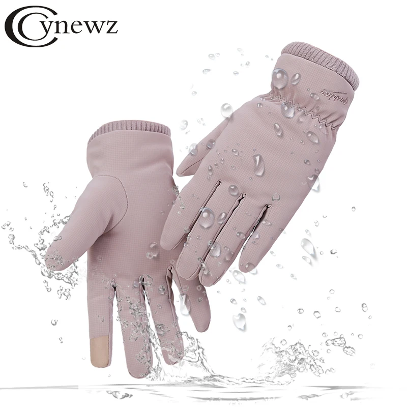 Top Trends: Winter Warmer Women Cycling Gloves Windproof Waterproof Touchscreen Internal Plush Anti-Slip Skin-friendly Soft Female Mittens Shoppable Styles